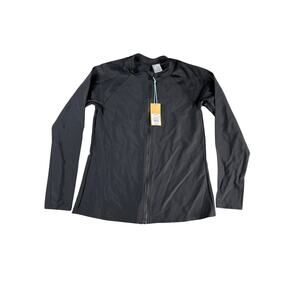 Kona Sol Shirt Swim Rash Guard Womens Small (4-6) Black Long Sleeve Zipper NWT